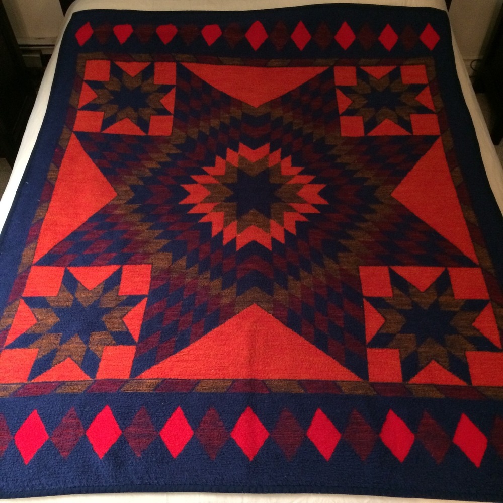 Vtg Biederlack Blanket Geometric Southwest Colorful Throw 69" x 57" West Germany